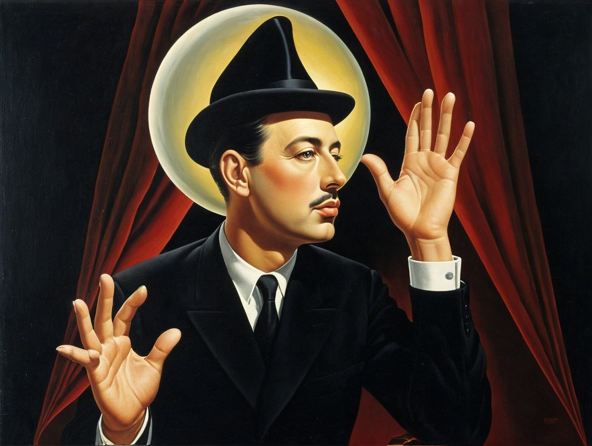 Stylishly Dressed Man in Black Suit with Halo Glow