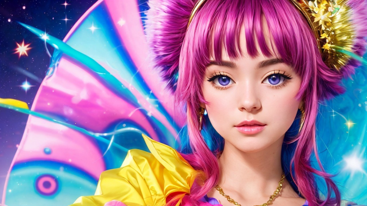 Vibrant Portrait of a Young Woman with Pink Hair
