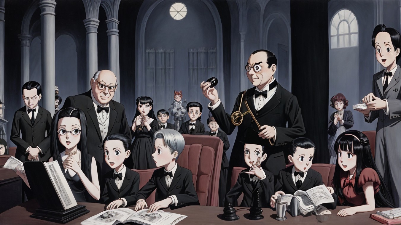 Courtroom Gathering of Children and Adults in Formal Attire
