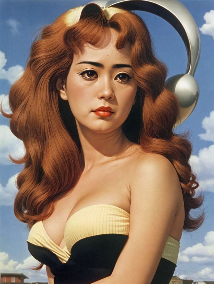 Portrait of a Young Woman with Auburn Hair and Vintage Style