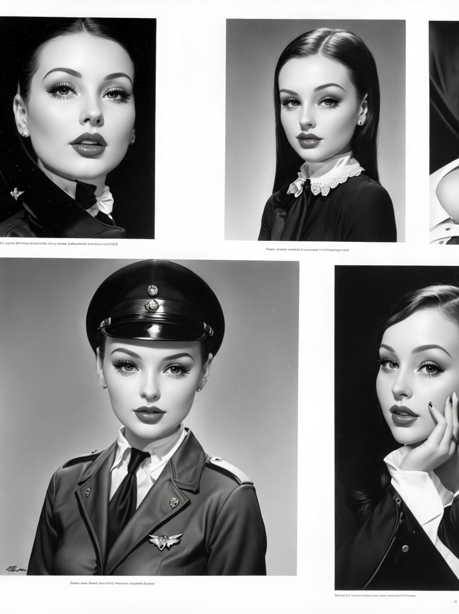Black and white collage of 1940s Hollywood portraits