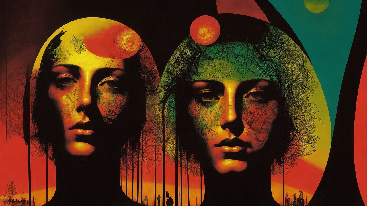 Stylized Faces with Nature and Celestial Designs
