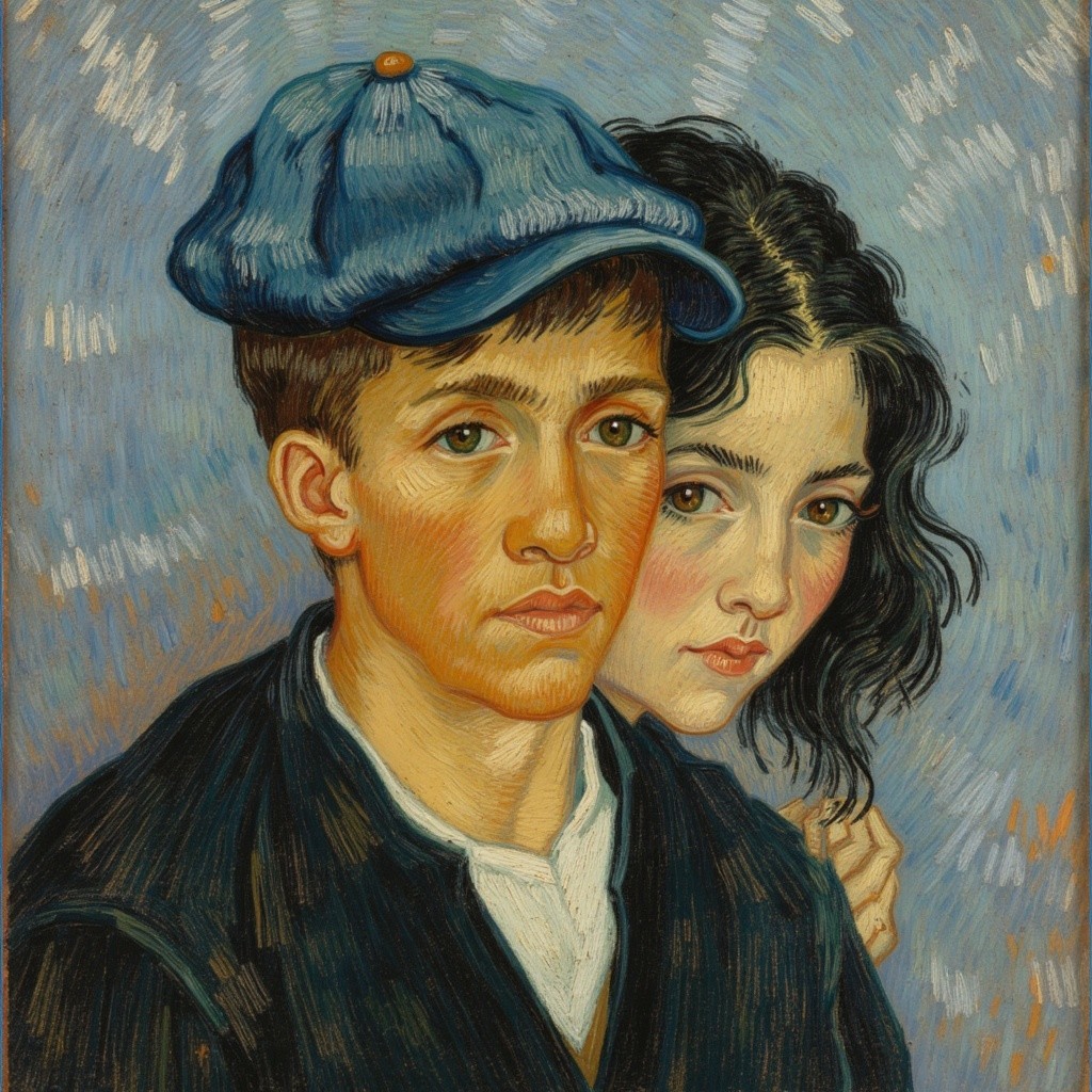 Post-Impressionist Painting of Two Intimate Figures