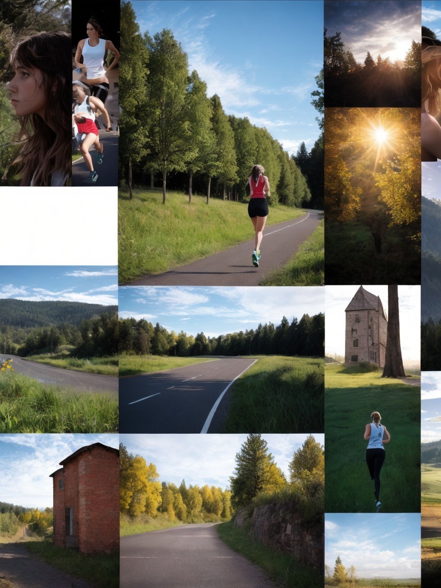 Vibrant Collage of Outdoor Running Scenes in Nature