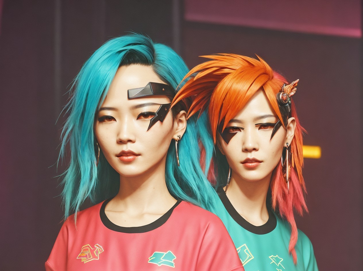 Close-up Portrait of Women in Cyberpunk Makeup