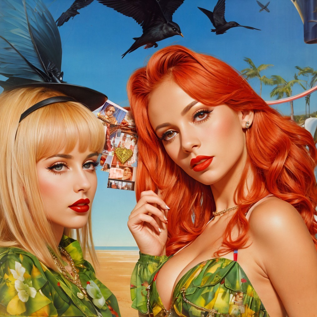 Glamorous Women in Tropical Beach Setting