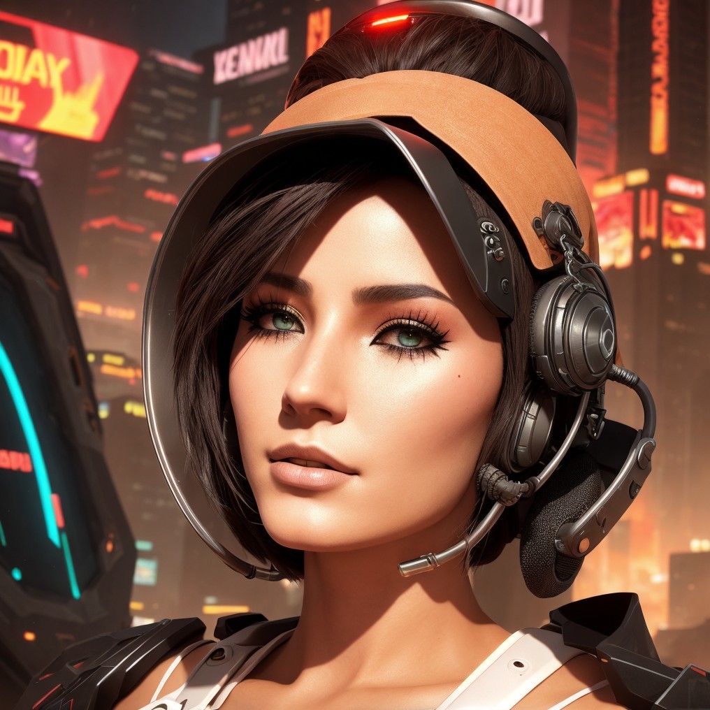 Futuristic Woman in Cyberpunk Setting with Neon Lights