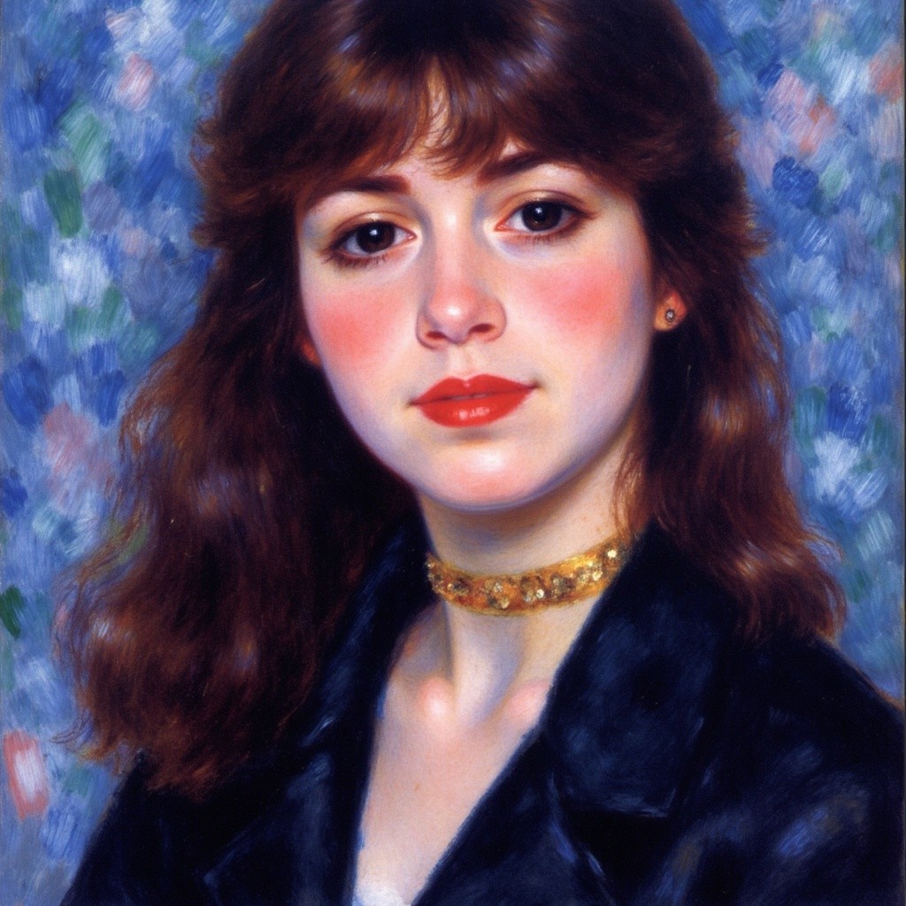 Portrait of a Young Woman with Wavy Brown Hair