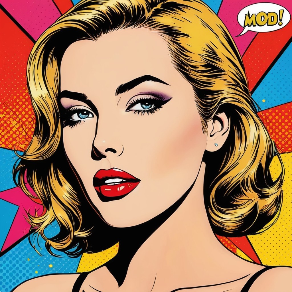 Vibrant Pop Art Portrait of Glamorous Woman