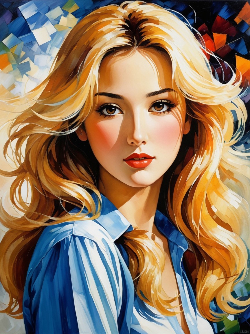 Portrait of a Young Woman with Abstract Background