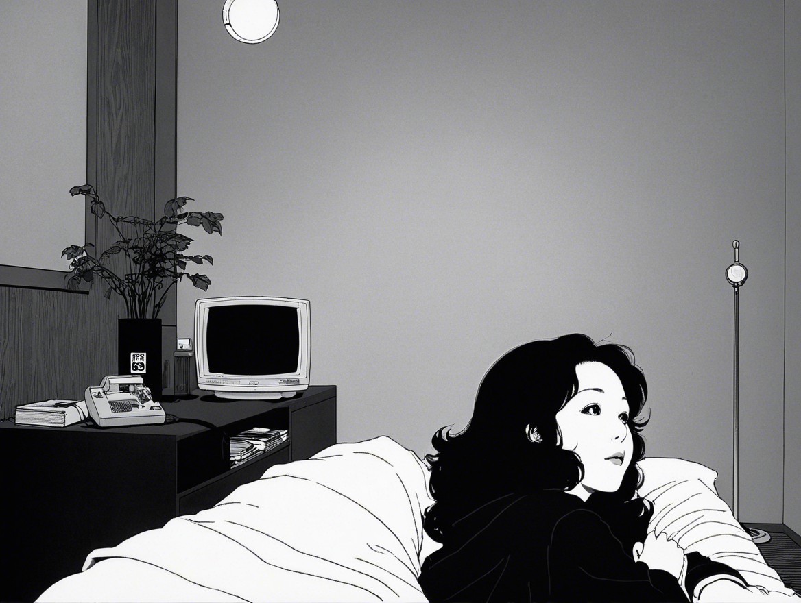 Black and White Minimalist Illustration of a Woman