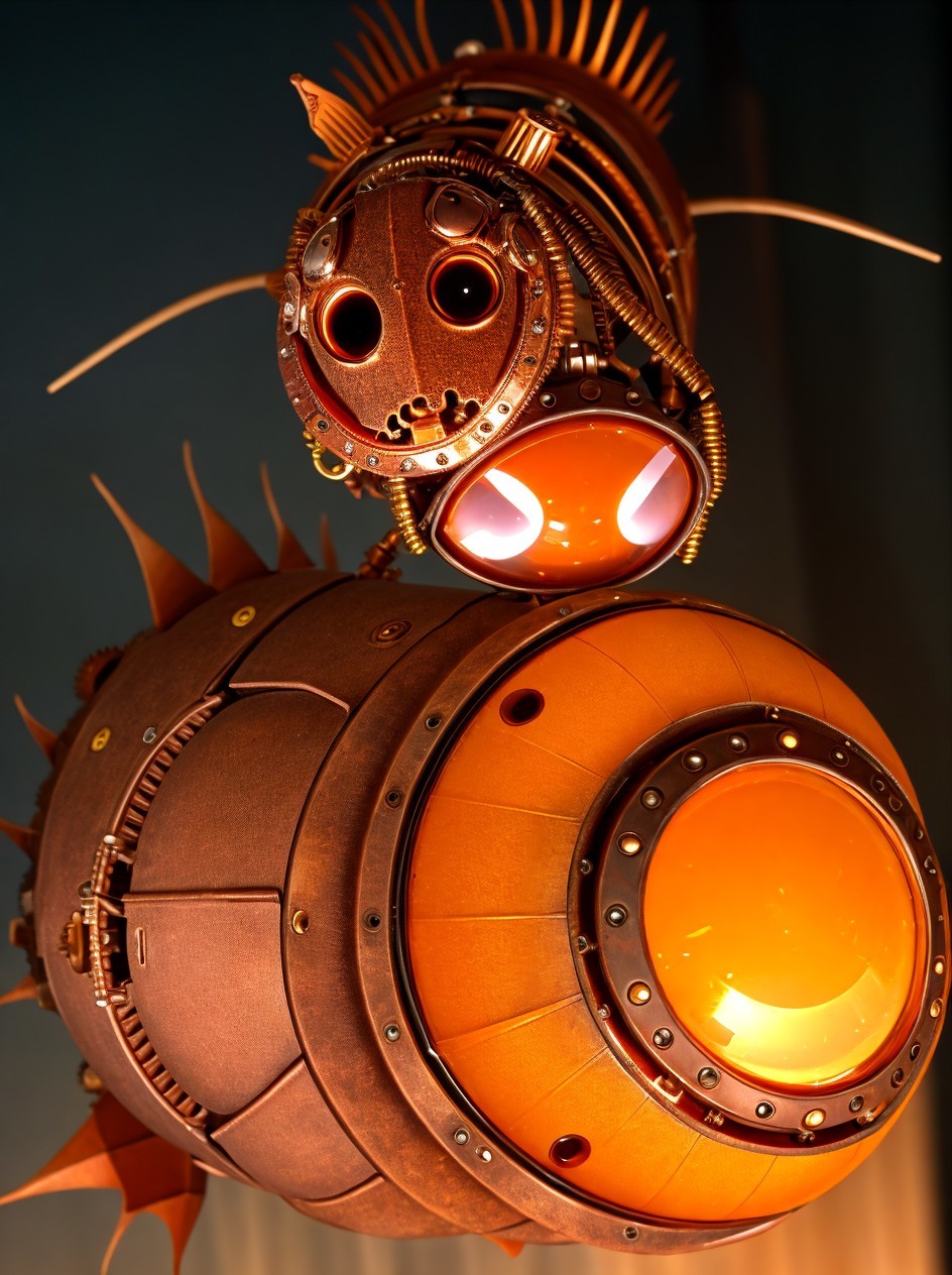 Steampunk Whale Contraption with Copper and Brass Details