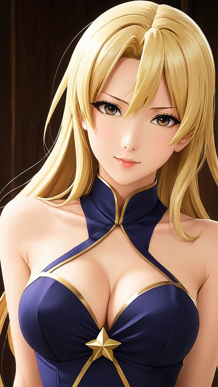 Female character with blonde hair in blue outfit
