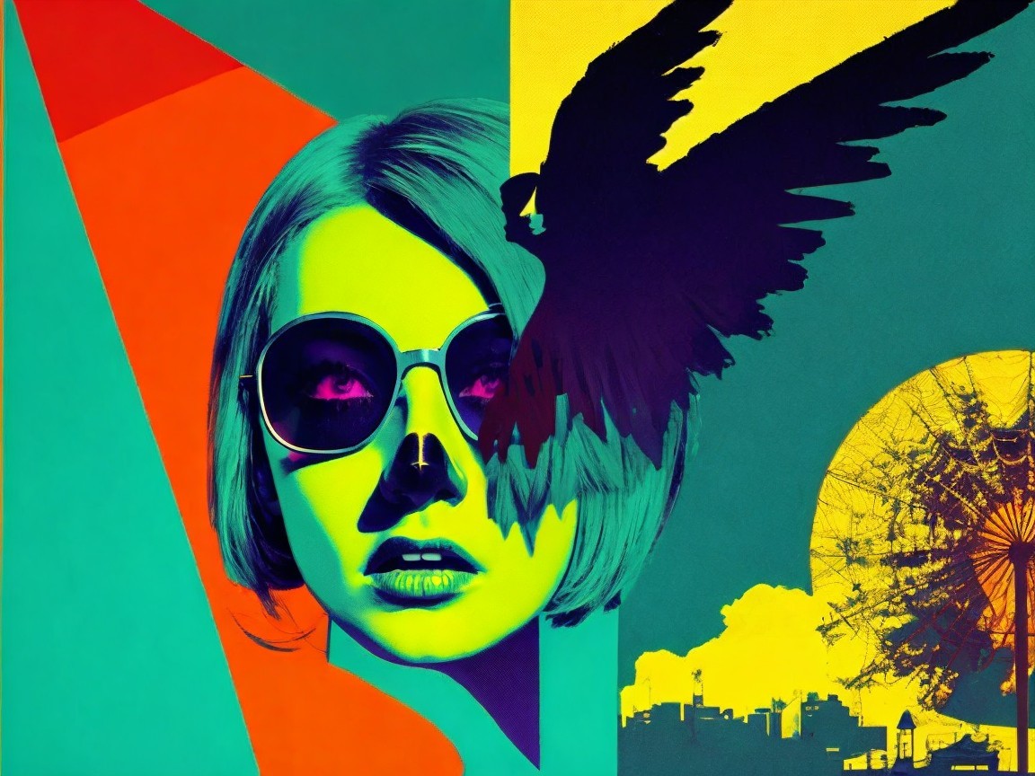 Surreal Artwork of Woman's Face with Geometric Shapes
