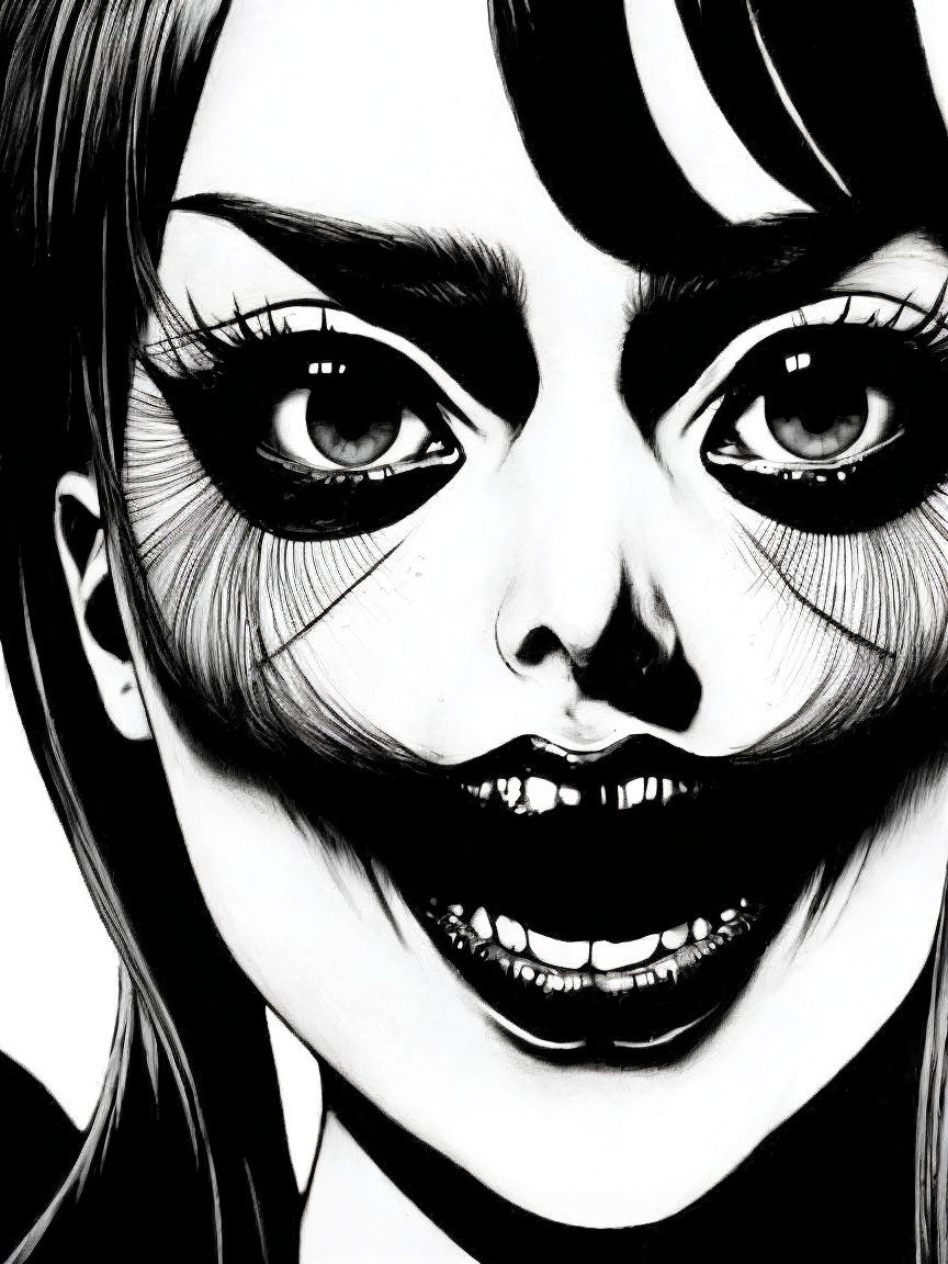 Black and White Illustration of a Woman's Face
