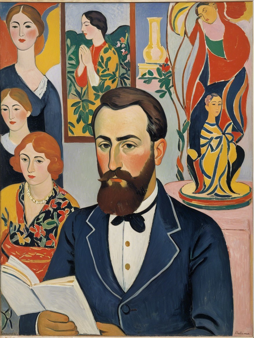 Portrait of a Bearded Man in Formal Suit with Women