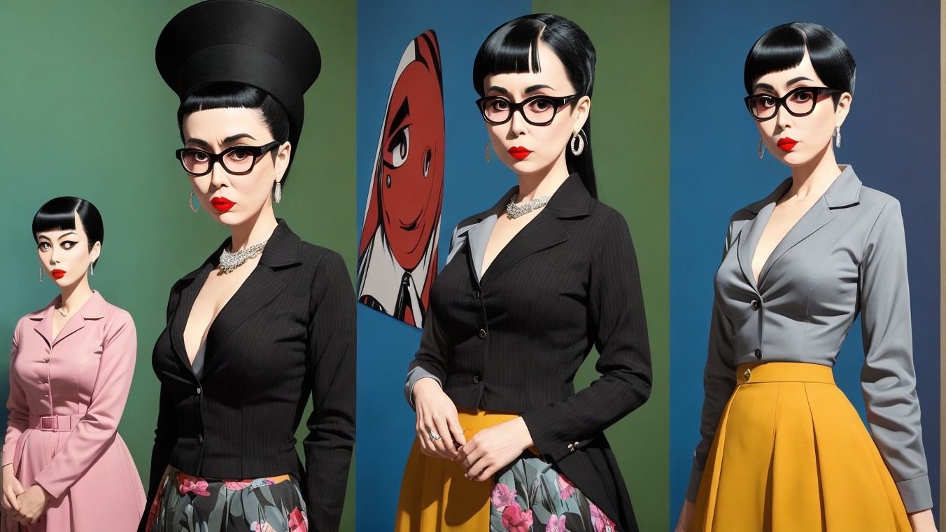 Stylized Female Figures with Colorful Backgrounds