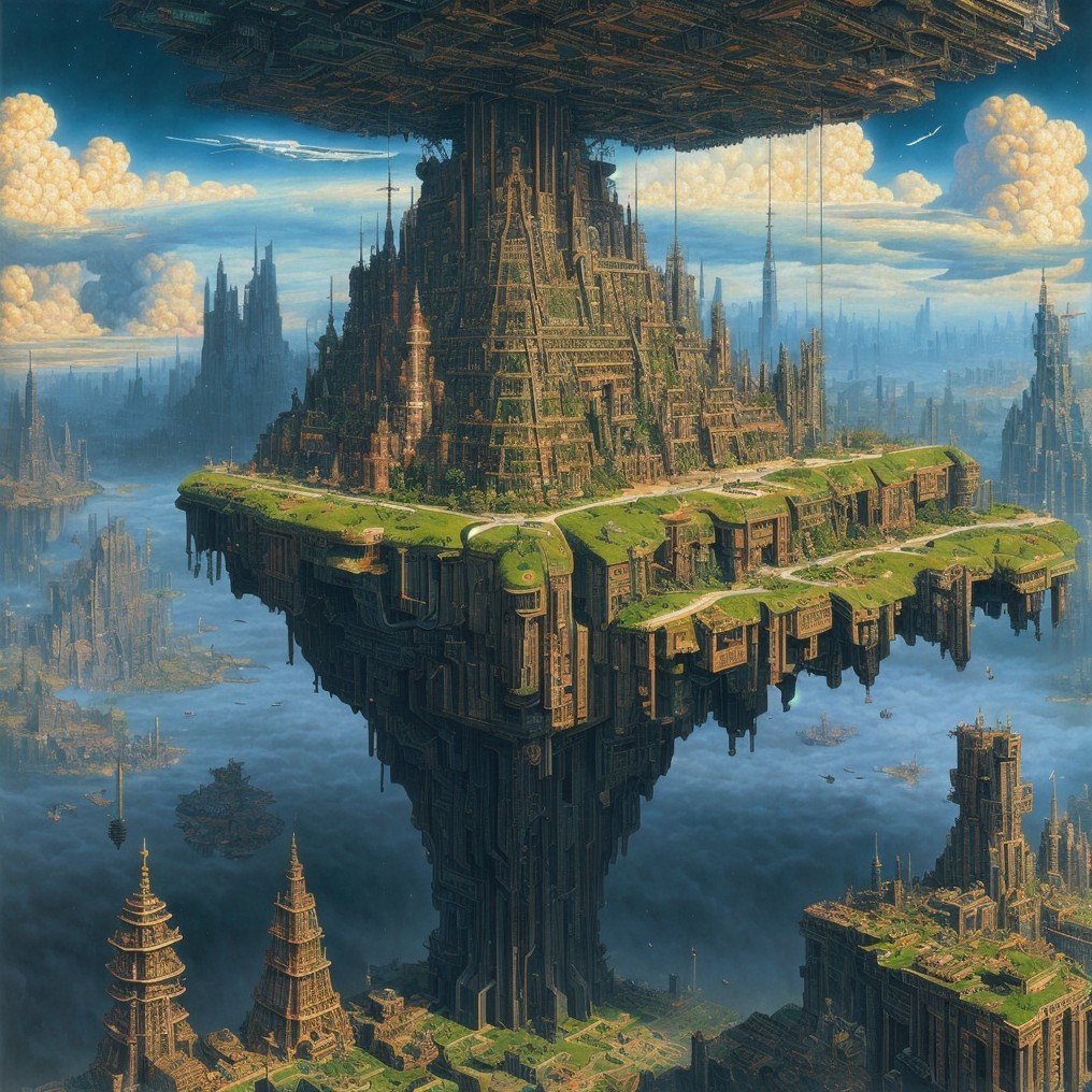 Futuristic Cityscape with Greenery and Serene Waters