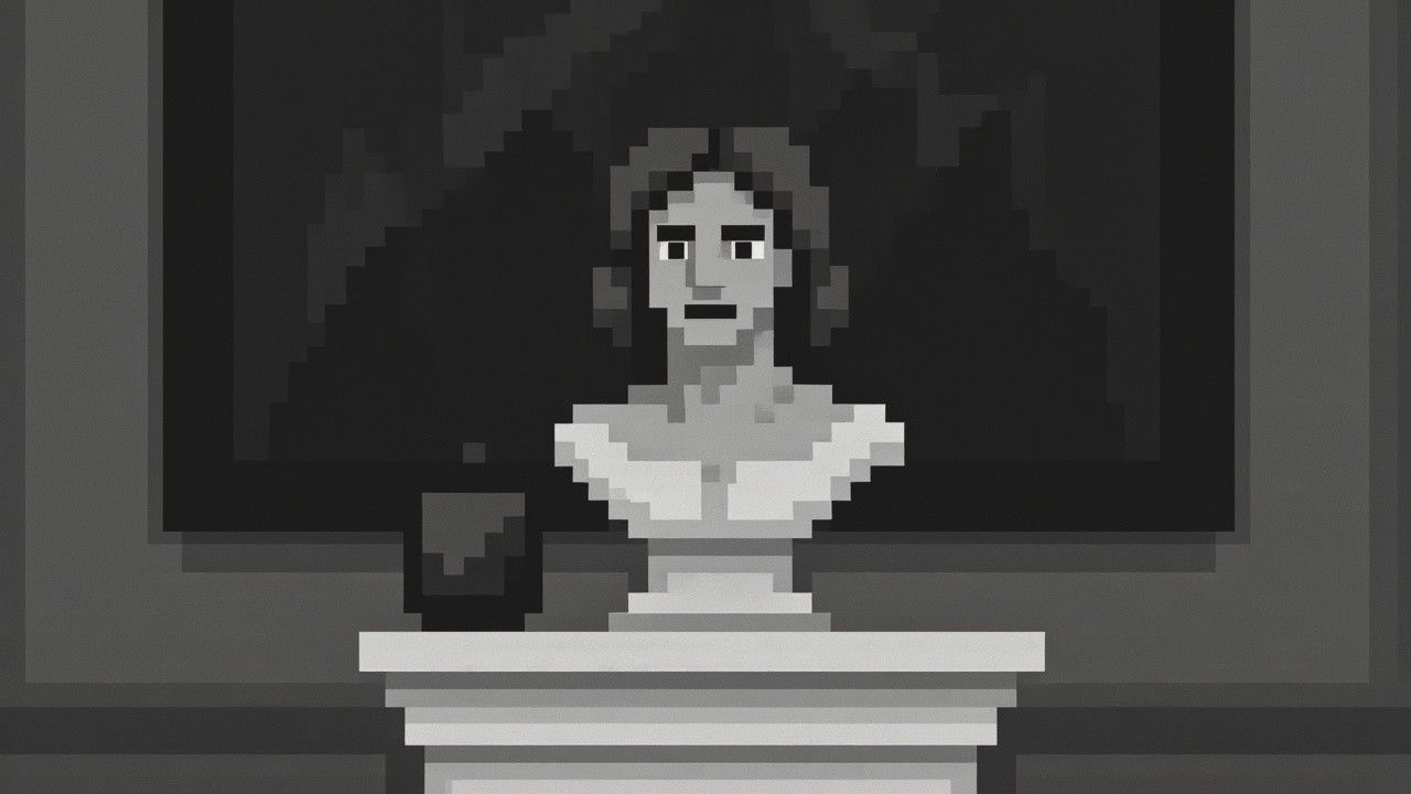 Pixelated Black and White Classical Bust Artwork