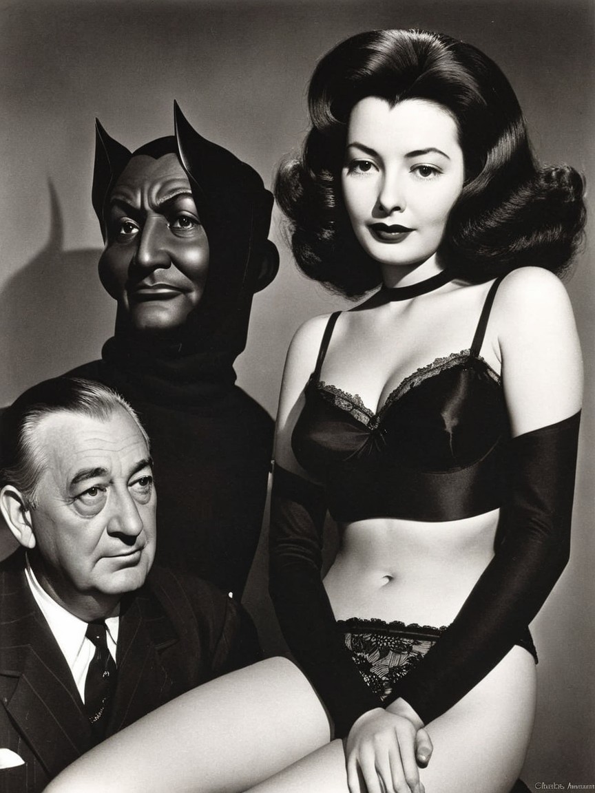 Black-and-White Noir Scene with Glamorous Woman