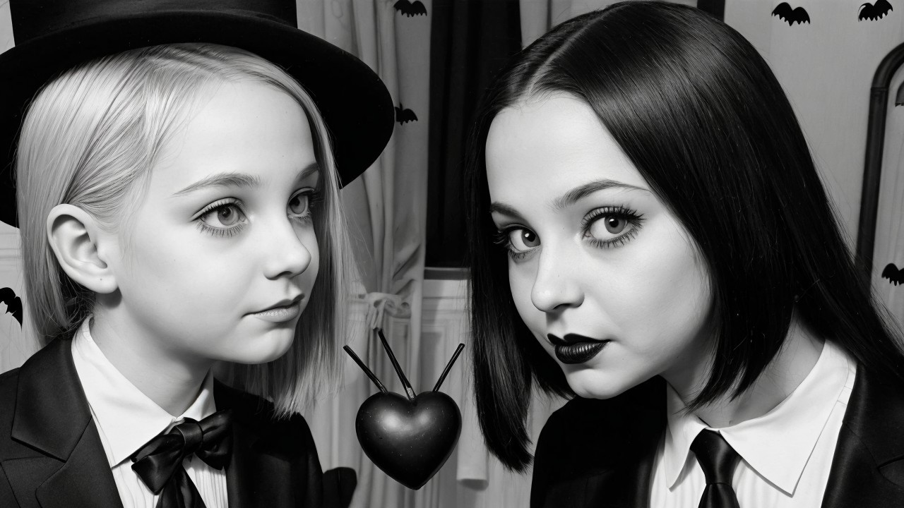 Gothic Elegance of Two Girls in Matching Suits