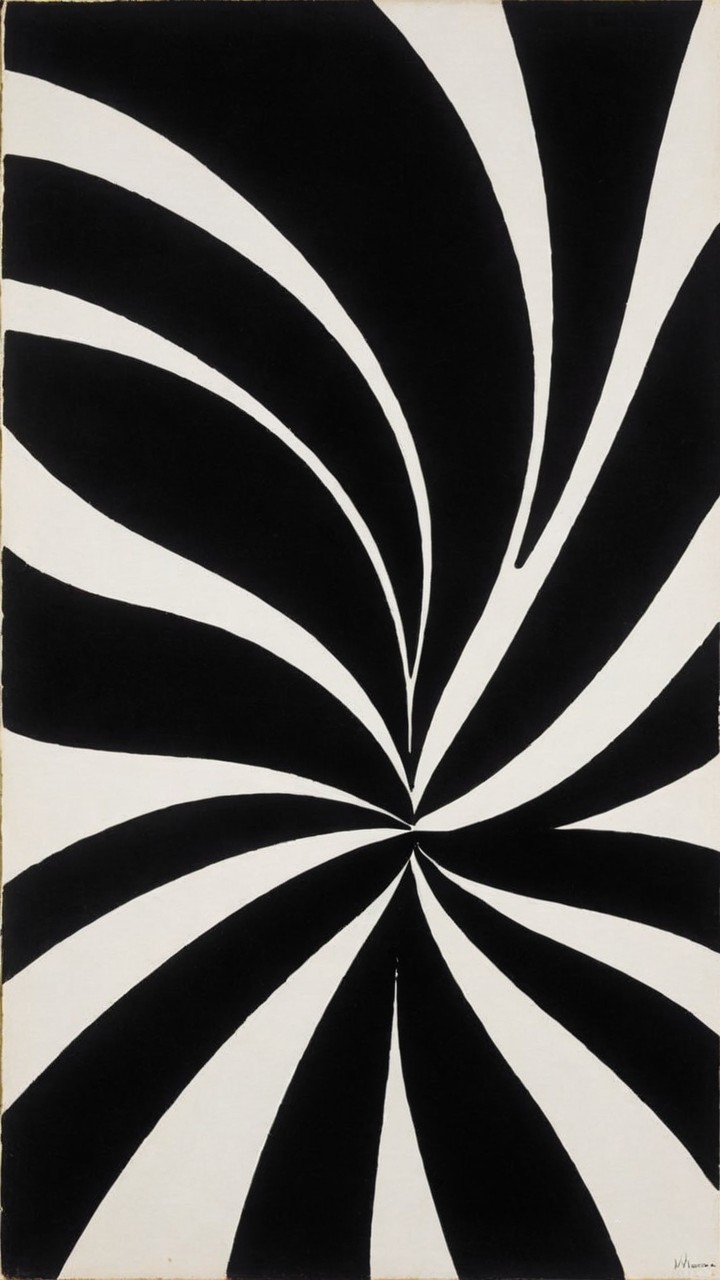 Abstract Black and White Spiraling Design with Depth