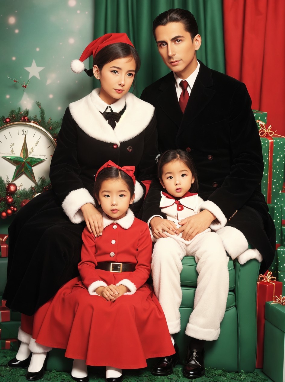 Family in Christmas Attire Posing for Holiday Photo