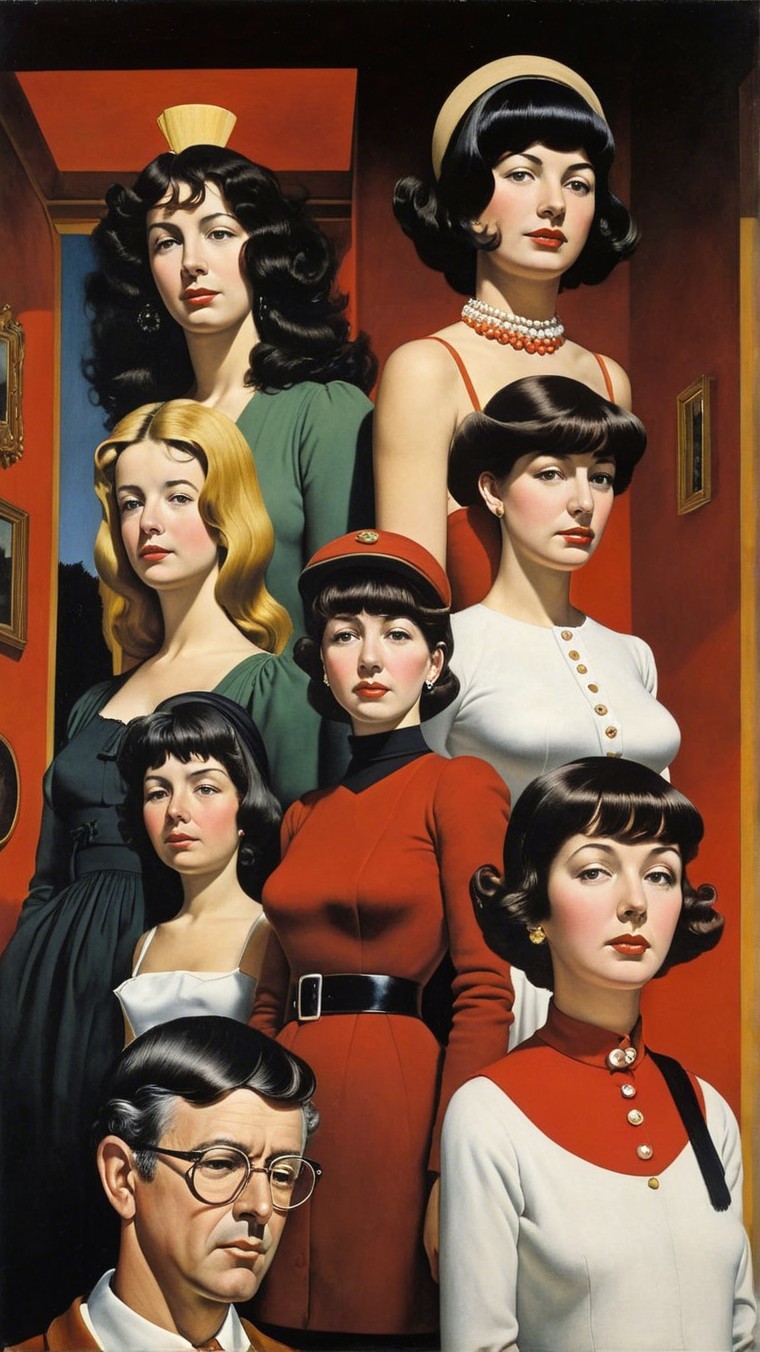 Arrangement of Eight Women with Diverse Styles and Expressions