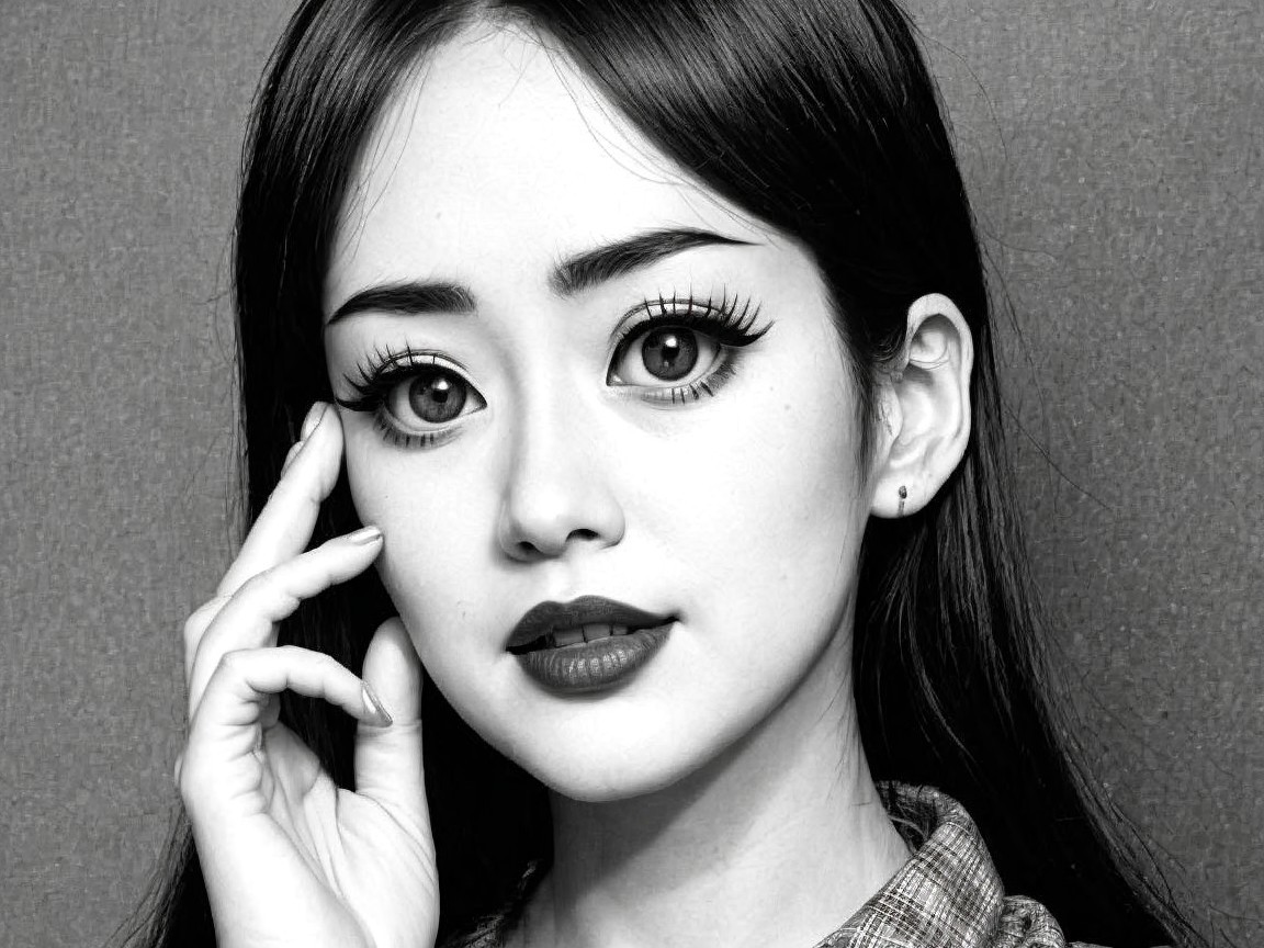 Black-and-White Portrait of a Confident Young Woman