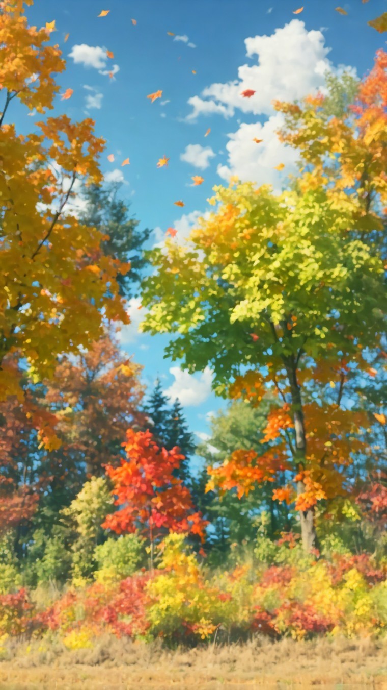 Vibrant Autumn Landscape with Colorful Trees and Sky