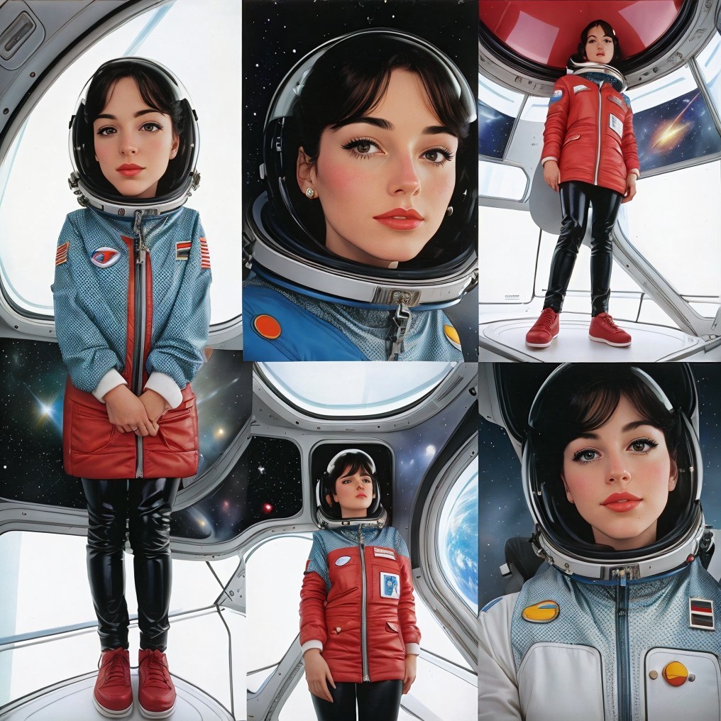 Young Female Astronaut in Futuristic Spacecraft
