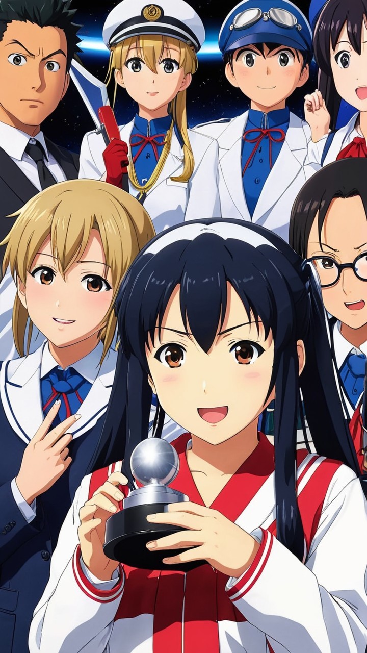 Vibrant anime scene with characters in diverse outfits