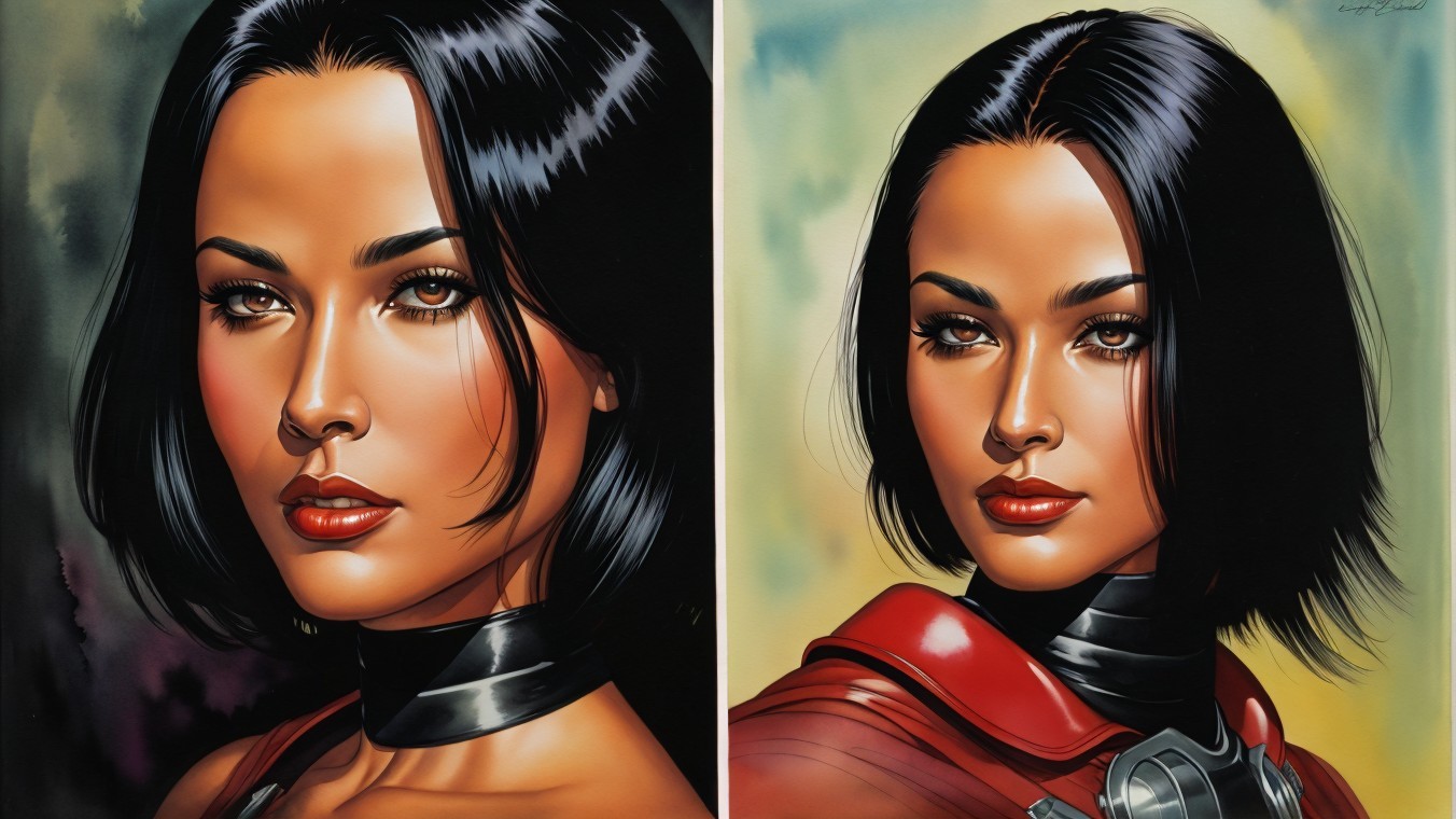 Portraits of a Woman with Dark Hair and Brown Eyes