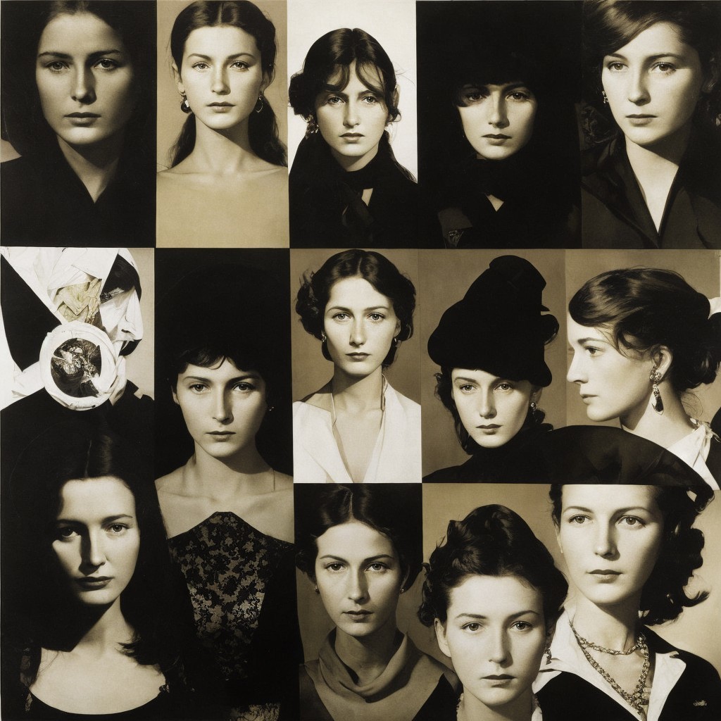 Monochromatic Collage of Women's Portraits and Styles