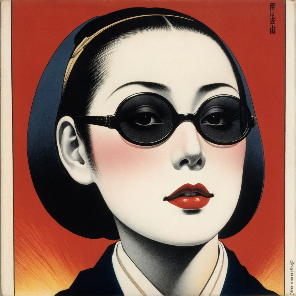 Stylized Portrait of a Woman with Bold Features