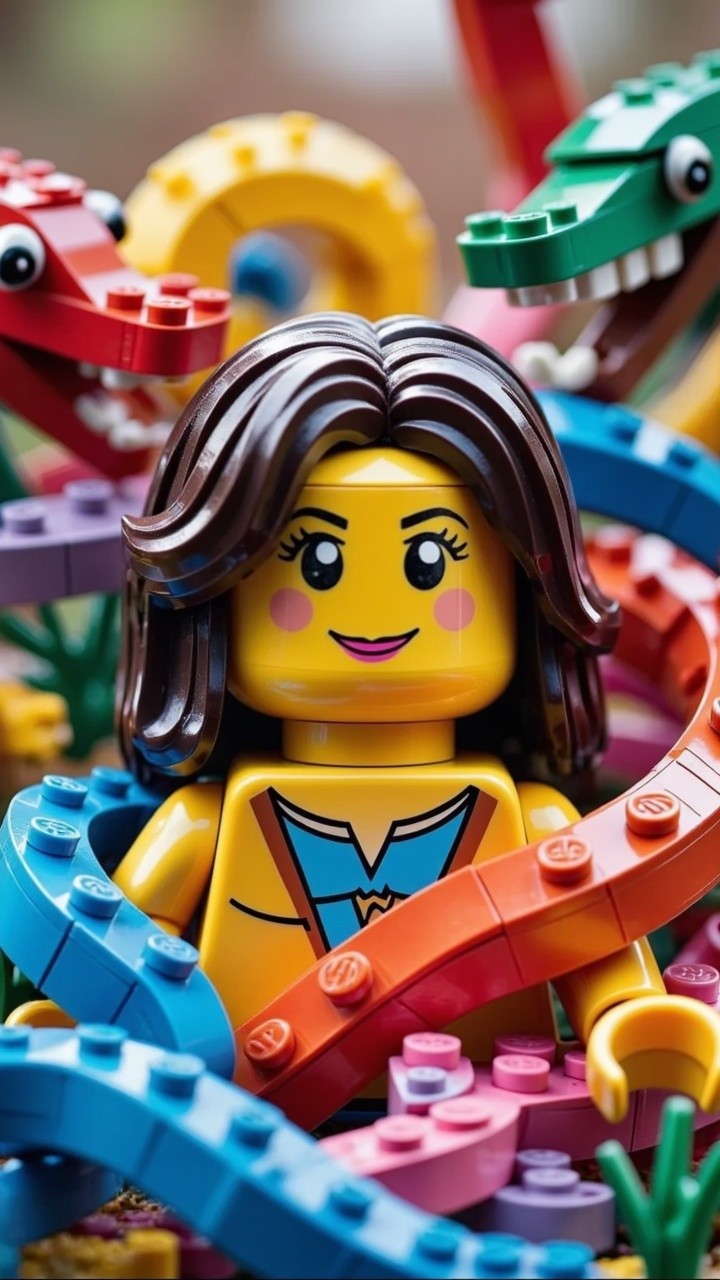 Vibrant LEGO Jungle Scene with Cheerful Minifigure