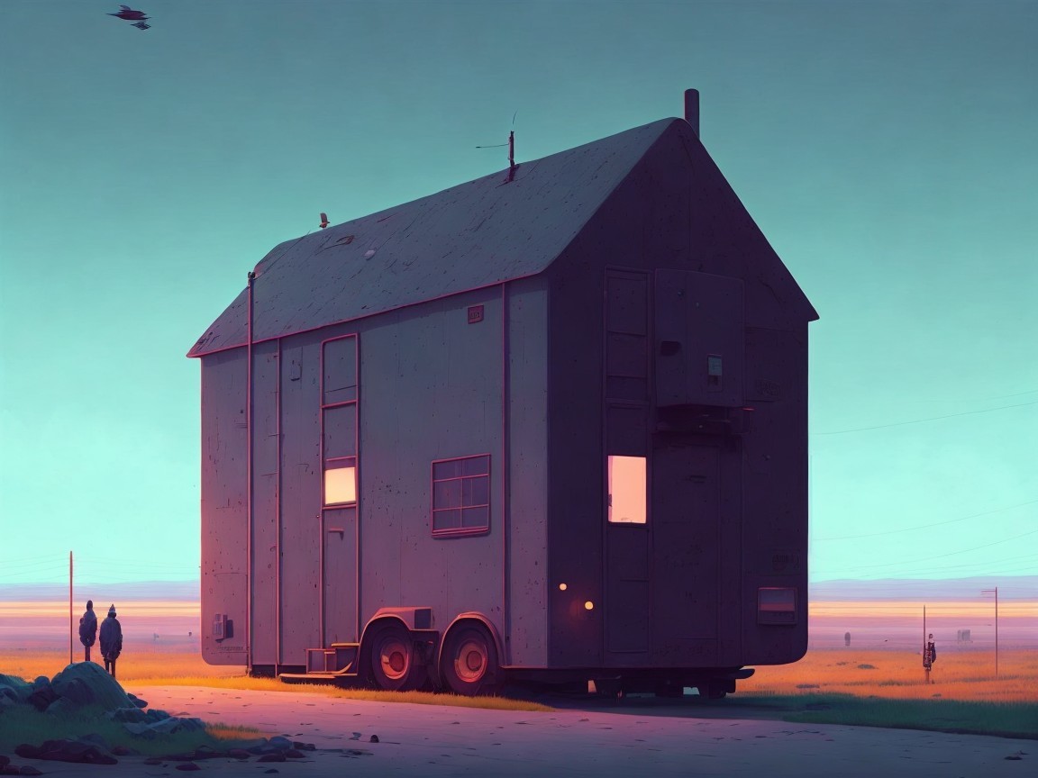 Unconventional Two-Story Mobile Home in Scenic Landscape