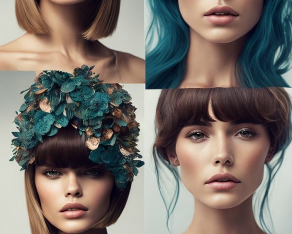 Diverse Portraits of Hairstyles and Colors with Accessories