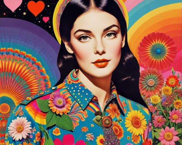 Vibrant Illustration of a Young Woman in Floral Shirt
