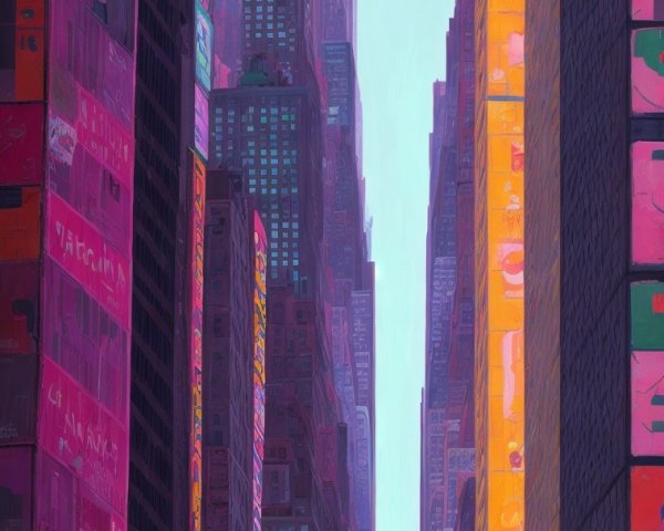 Vibrant Urban Scene of a Bustling City Center