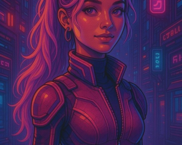 Futuristic Portrait of a Young Woman in Urban Setting