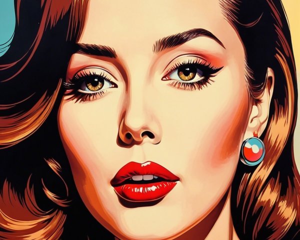 Glamorous Pop Art Portrait of a Woman with Green Eyes