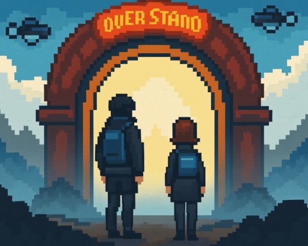 Pixelart Figures by Archway in Mystical Landscape