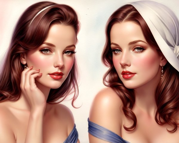 Elegant Women in Off-Shoulder Gowns with Veils