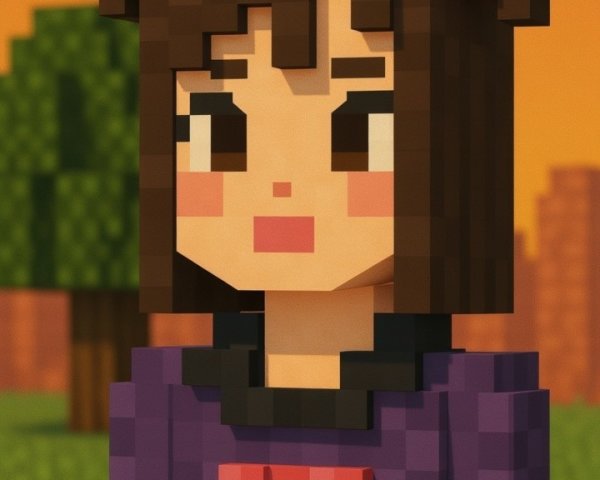 Pixelated Character in Minecraft-Inspired Design