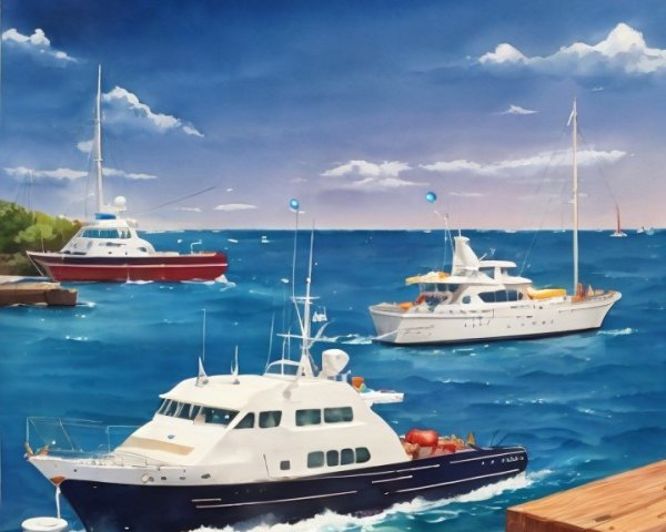 Coastal Scene with Fried Fish and Yachts Background