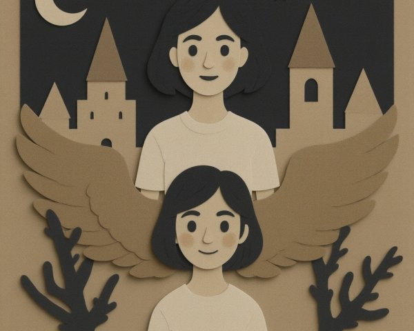 Whimsical Paper-Cut Design of Figures in Night Sky