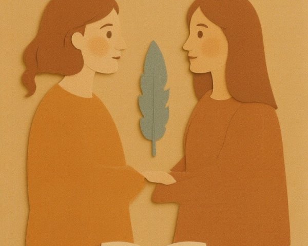 Abstract Figures in Handshake with Whimsical Elements