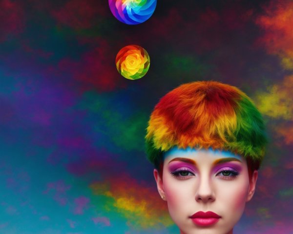 Androgynous Portrait with Vibrant Features and Details