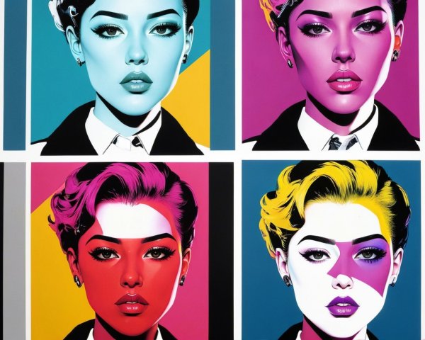 Vibrant Pop Art Collage of Female Figure Portraits